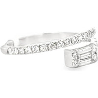 14K White Gold Bypass Fashion Ring with Baguette and Round Diamonds - 0.68 Carat Total Diamond Weight by Auriventus