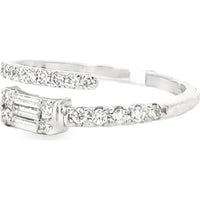 14K White Gold Bypass Fashion Ring with Baguette and Round Diamonds - 0.68 Carat Total Diamond Weight by Auriventus