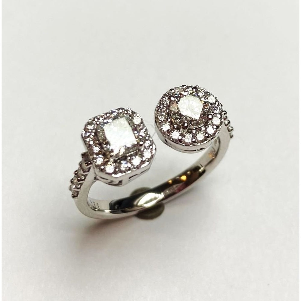 14K White Gold Bypass Fashion Ring with Cushion and Round Halo Set Diamonds - 1.50 Carat Total Diamond Weight by Auriventus
