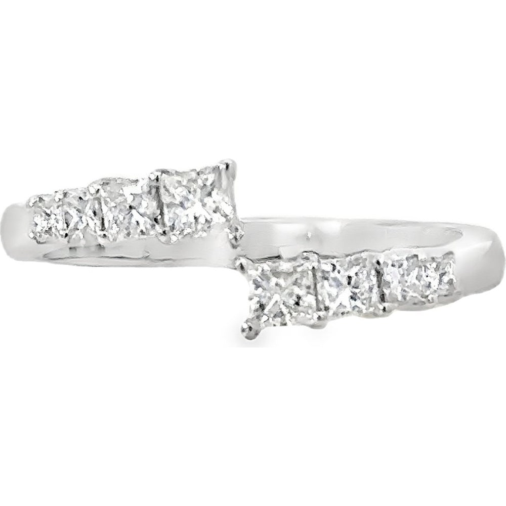 14K White Gold Bypass Fashion Ring with Prong-Set Princess Cut Diamonds - 0.57 Carat Total Diamond Weight by Auriventus