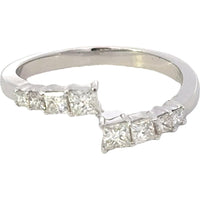 14K White Gold Bypass Fashion Ring with Prong-Set Princess Cut Diamonds - 0.57 Carat Total Diamond Weight by Auriventus