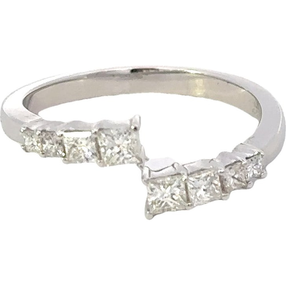 14K White Gold Bypass Fashion Ring with Prong-Set Princess Cut Diamonds - 0.57 Carat Total Diamond Weight by Auriventus