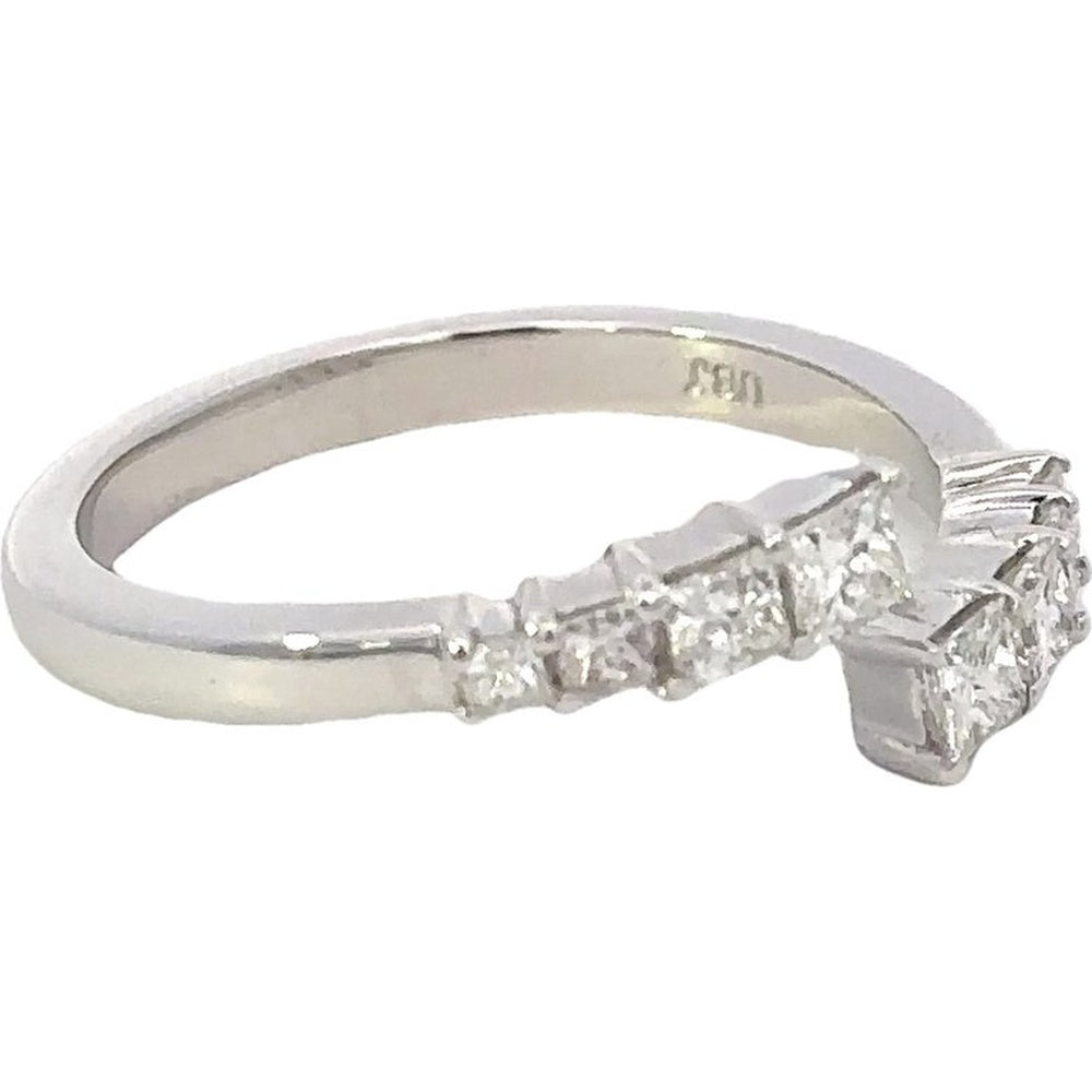 14K White Gold Bypass Fashion Ring with Prong-Set Princess Cut Diamonds - 0.57 Carat Total Diamond Weight by Auriventus