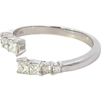 14K White Gold Bypass Fashion Ring with Prong-Set Princess Cut Diamonds - 0.57 Carat Total Diamond Weight by Auriventus