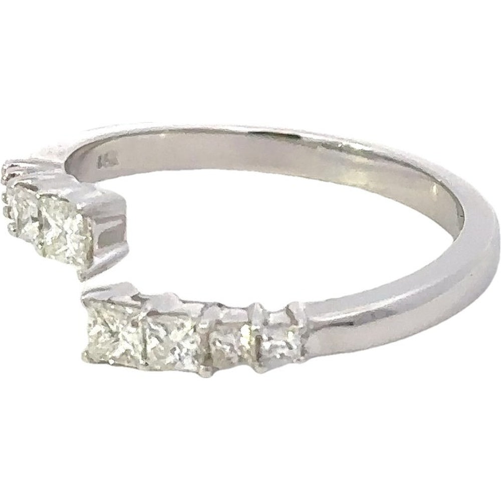 14K White Gold Bypass Fashion Ring with Prong-Set Princess Cut Diamonds - 0.57 Carat Total Diamond Weight by Auriventus