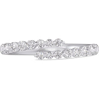 14K White Gold Bypass Fashion Ring with Prong-Set Round Diamonds - 0.46 Carat Total Diamond Weight by Auriventus