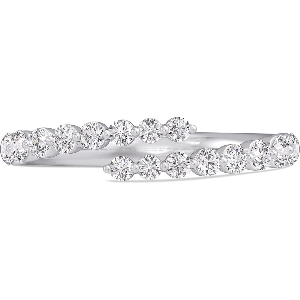 14K White Gold Bypass Fashion Ring with Prong-Set Round Diamonds - 0.46 Carat Total Diamond Weight by Auriventus