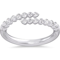 14K White Gold Bypass Fashion Ring with Prong-Set Round Diamonds - 0.46 Carat Total Diamond Weight by Auriventus