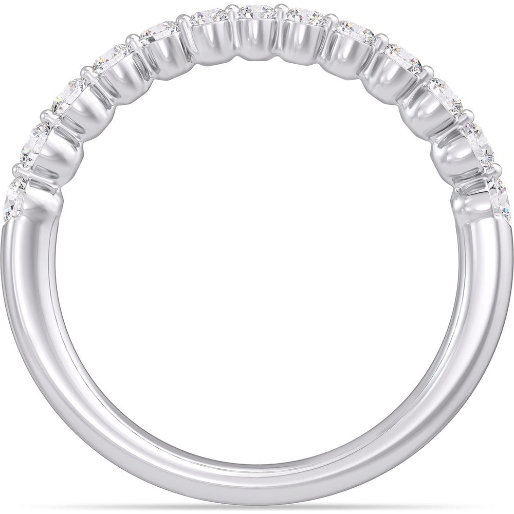 14K White Gold Bypass Fashion Ring with Prong-Set Round Diamonds - 0.46 Carat Total Diamond Weight by Auriventus