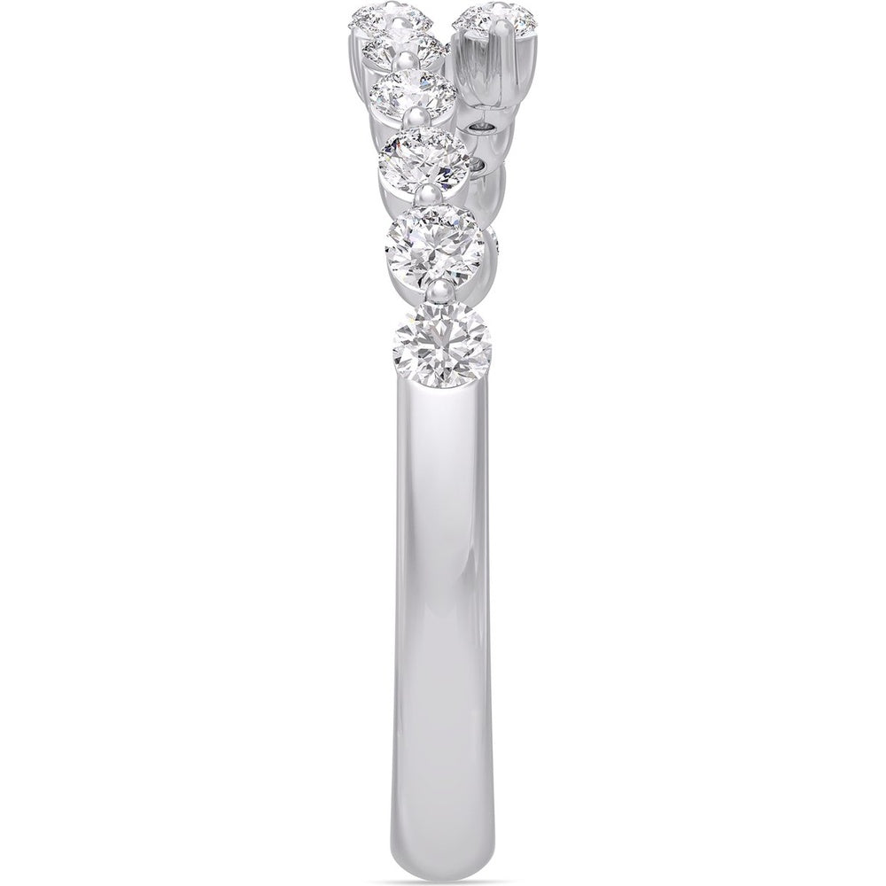 14K White Gold Bypass Fashion Ring with Prong-Set Round Diamonds - 0.46 Carat Total Diamond Weight by Auriventus
