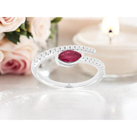 14K White Gold Bypass Ring with 0.40 Carat Marquise Cut Ruby and 0.24 Carat Round Diamonds - Royal Jewelry