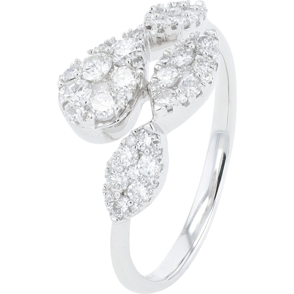 14K White Gold Bypass Ring with 0.70 Carat Total Diamond Weight