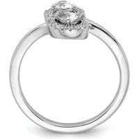 14K White Gold Bypass Ring with Dual Pear-Shaped Diamonds and Halo Accents - 0.40 Carat Total Diamond Weight by 0