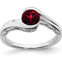 14K White Gold Bypass Ring with Natural Round Garnet - 1.004ct by 0