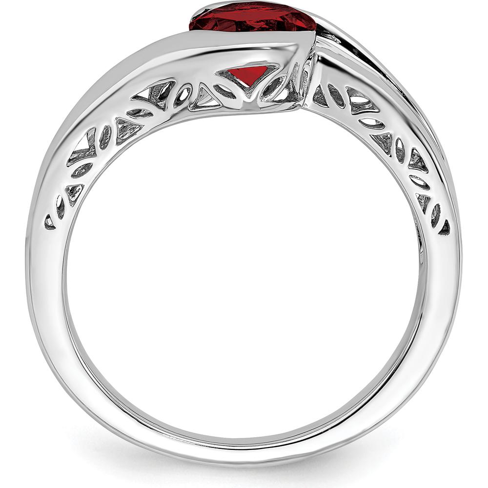14K White Gold Bypass Ring with Natural Round Garnet - 1.004ct by 0