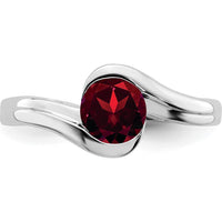 14K White Gold Bypass Ring with Natural Round Garnet - 1.004ct by 0