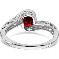 14K White Gold Bypass Ring with Natural Round Garnet - 1.004ct by 0
