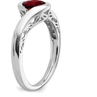 14K White Gold Bypass Ring with Natural Round Garnet - 1.004ct by 0