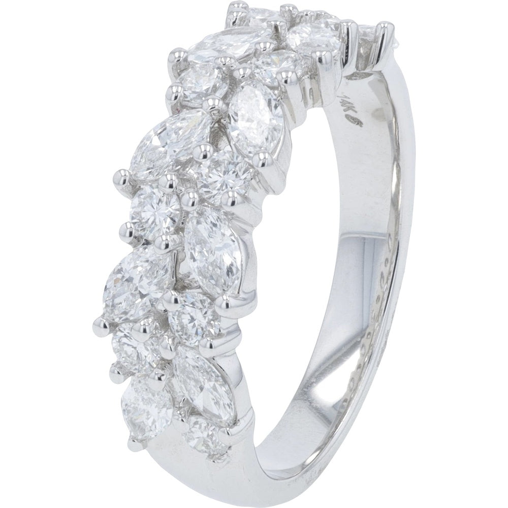 14K White Gold Bypass Ring with Prong Set Lab Grown Diamonds - 1.25 Carat Total Diamond Weight