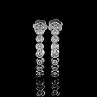 14K White Gold C-Hoop Earrings with 32 Bezel-Set Round Lab Diamonds - 3.30 Carat Total Weight (E-F Color, VS Clarity) - Covaloro Fine Jewelry
