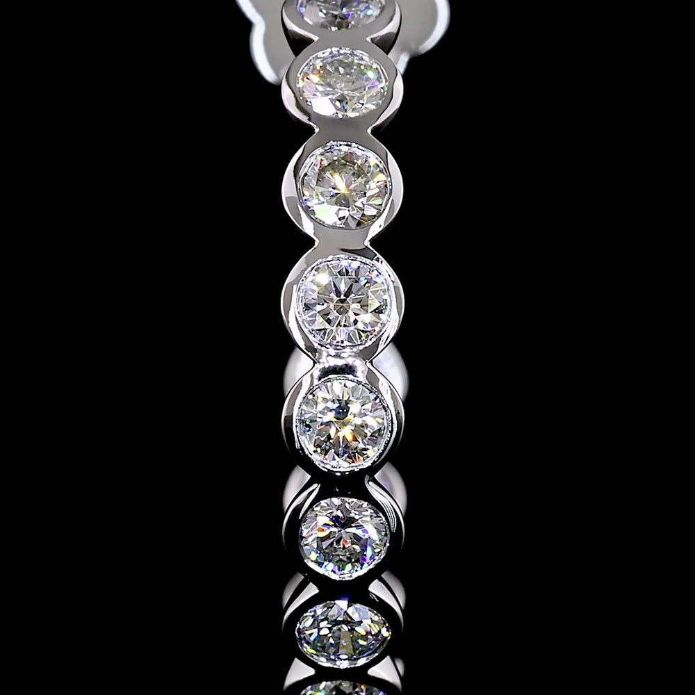14K White Gold C-Hoop Earrings with 32 Bezel-Set Round Lab Diamonds - 3.30 Carat Total Weight (E-F Color, VS Clarity) - Covaloro Fine Jewelry