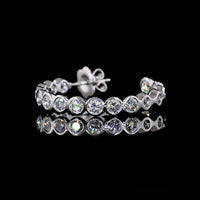 14K White Gold C-Hoop Earrings with 32 Bezel-Set Round Lab Diamonds - 3.30 Carat Total Weight (E-F Color, VS Clarity) - Covaloro Fine Jewelry