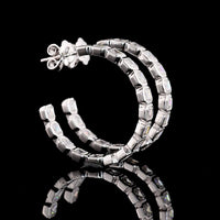 14K White Gold C-Hoop Earrings with Bezel Set Asscher Cut Lab Diamonds - 5.19 Carats Total Diamond Weight - Covaloro Fine Jewelry