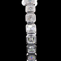 14K White Gold C-Hoop Earrings with Bezel Set Asscher Cut Lab Diamonds - 5.19 Carats Total Diamond Weight - Covaloro Fine Jewelry