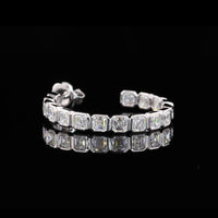 14K White Gold C-Hoop Earrings with Bezel Set Asscher Cut Lab Diamonds - 5.19 Carats Total Diamond Weight - Covaloro Fine Jewelry