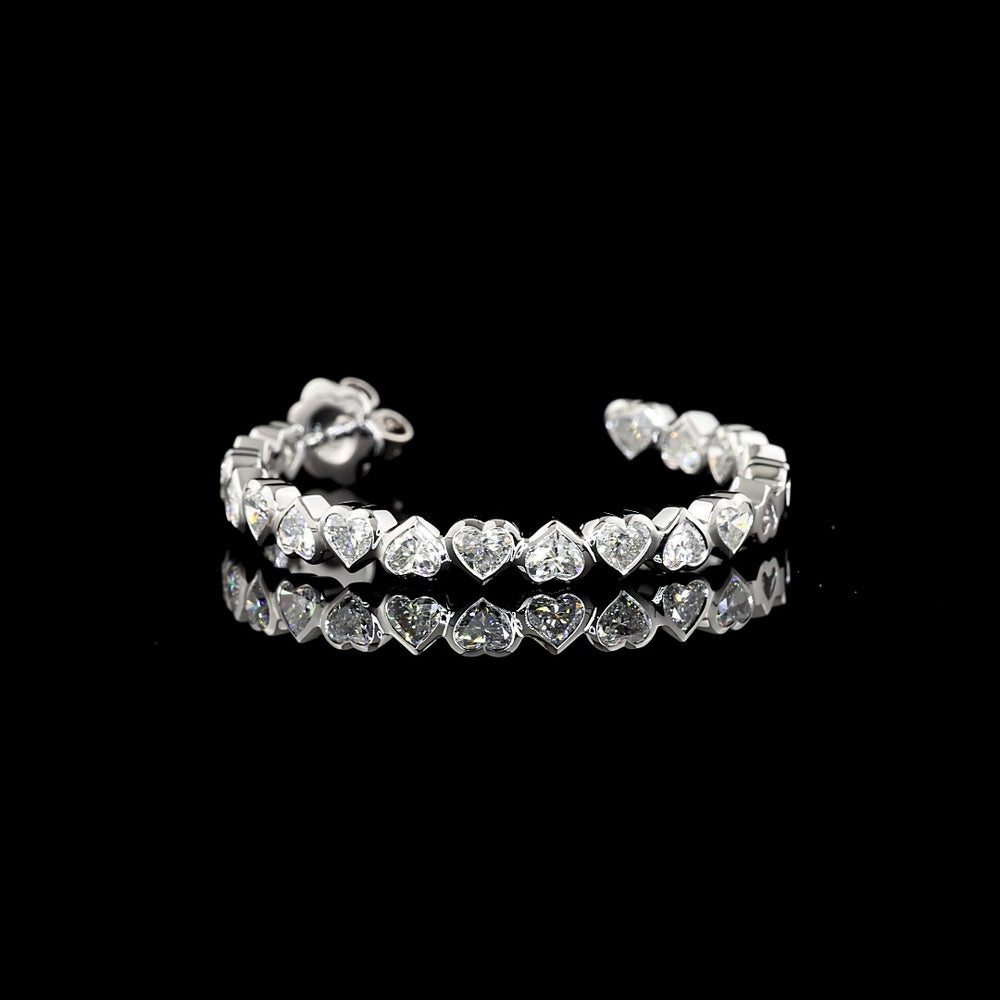 14K White Gold C-Hoop Earrings with Bezel Set Heart Shaped Lab Grown Diamonds - 5.38 Carat Total Diamond Weight (E-F Color, VS2 Clarity) - Covaloro Fine Jewelry