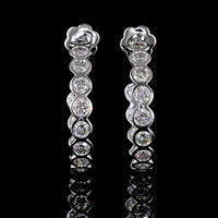 14K White Gold C-Hoop Earrings with Bezel-Set Round Lab Grown Diamonds - 4.36 Carat Total Weight - Covaloro Fine Jewelry