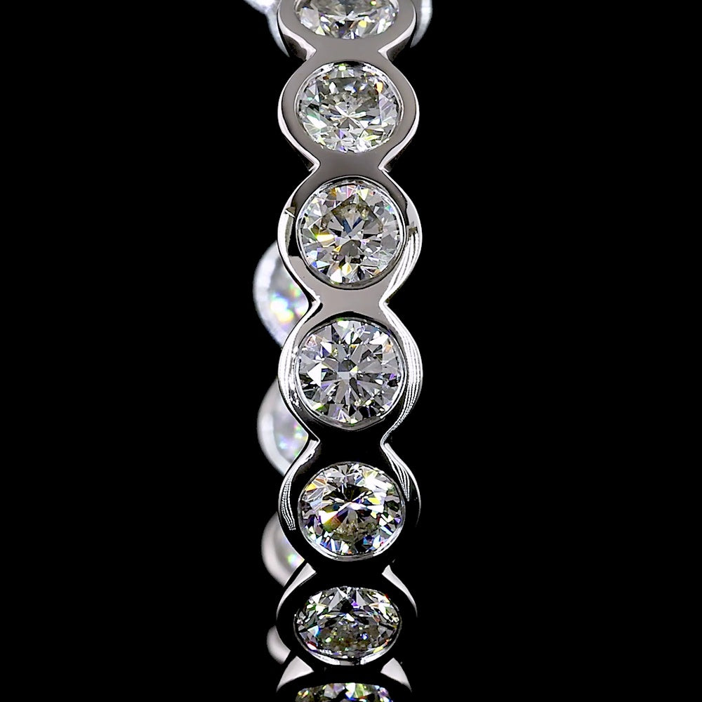 14K White Gold C-Hoop Earrings with Bezel-Set Round Lab Grown Diamonds - 4.36 Carat Total Weight - Covaloro Fine Jewelry