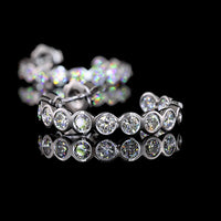 14K White Gold C-Hoop Earrings with Bezel-Set Round Lab Grown Diamonds - 4.36 Carat Total Weight - Covaloro Fine Jewelry