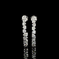 14K White Gold C-Hoop Huggie Earrings with Bezel Set Heart Shaped Lab Diamonds - 5.55 Carat Total Diamond Weight - Covaloro Fine Jewelry