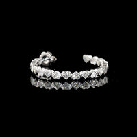 14K White Gold C-Hoop Huggie Earrings with Bezel Set Heart Shaped Lab Diamonds - 5.55 Carat Total Diamond Weight - Covaloro Fine Jewelry