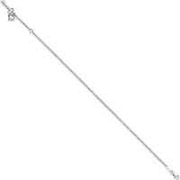 14K White Gold Cable Chain Anklet with Puffed Heart and Key Charms - 10" Total Length