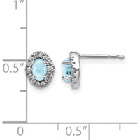 14K White Gold Cabochon Aquamarine and Diamond Halo Stud Earrings - 0.35 Carats Total Aquamarine Weight by Monteluci Fine Jewelry