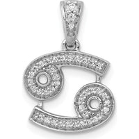 14K White Gold Cancer Zodiac Pendant with Round Natural Diamonds - 0.023 Carat Total Diamond Weight by Monteluci Fine Jewelry