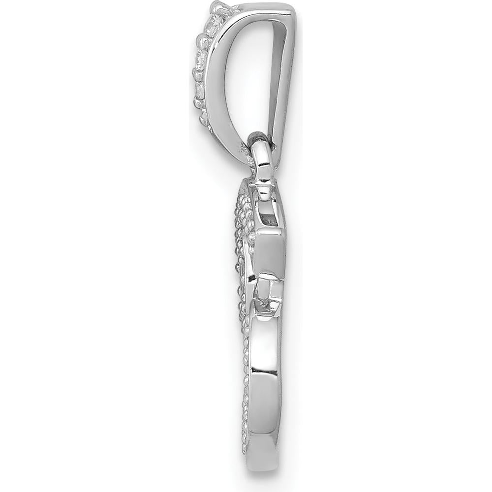 14K White Gold Cancer Zodiac Pendant with Round Natural Diamonds - 0.023 Carat Total Diamond Weight by Monteluci Fine Jewelry