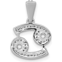 14K White Gold Cancer Zodiac Pendant with Round Natural Diamonds - 0.023 Carat Total Diamond Weight by Monteluci Fine Jewelry