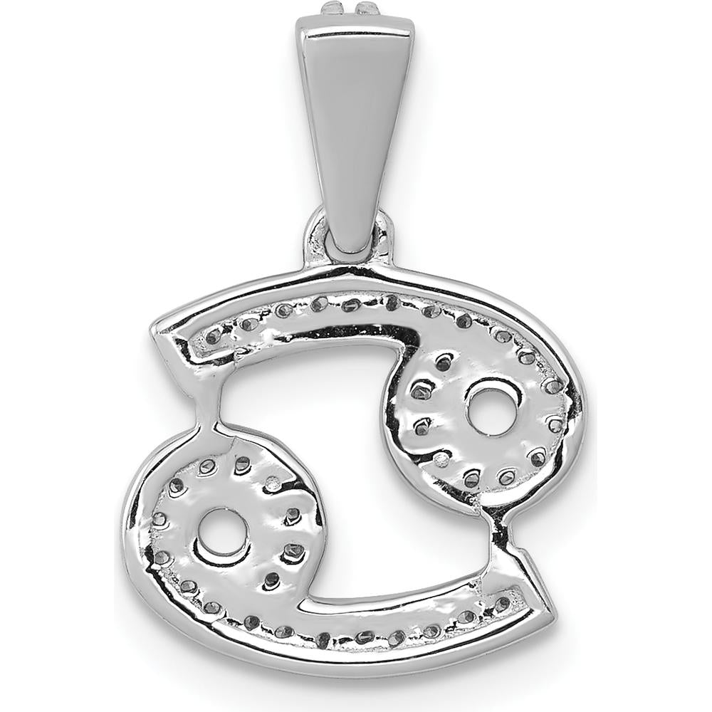 14K White Gold Cancer Zodiac Pendant with Round Natural Diamonds - 0.023 Carat Total Diamond Weight by Monteluci Fine Jewelry