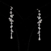 14K White Gold Cascading Drop Earrings with Brilliant and Pear-Shaped Lab Diamonds - 1.72 Carats Total Diamond Weight - Covaloro Fine Jewelry