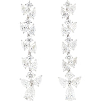 14K White Gold Cascading Drop Earrings with Marquise and Pear Lab Grown Diamonds - 8.00 Carat Total Diamond Weight