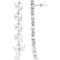 14K White Gold Cascading Drop Earrings with Marquise and Pear Lab Grown Diamonds - 8.00 Carat Total Diamond Weight