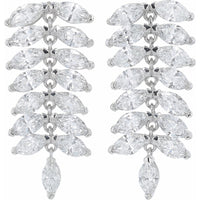 14K White Gold Cascading Marquise Drop Earrings with Lab-Grown Diamonds - 4.75 Carat Total Diamond Weight
