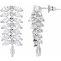 14K White Gold Cascading Marquise Drop Earrings with Lab-Grown Diamonds - 4.75 Carat Total Diamond Weight