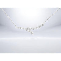14K White Gold Cascading Pendant Necklace with Prong-Set Round Brilliant Cut Diamonds - 0.50 Carat Total Diamond Weight - Royal Jewelry
