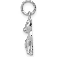 14K White Gold Cat Charm Pendant with Rhodium Plating by 0
