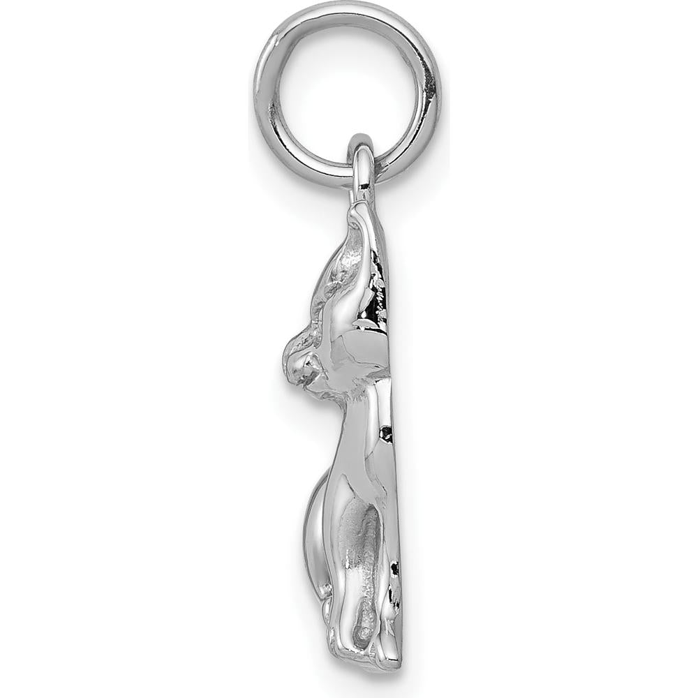 14K White Gold Cat Charm Pendant with Rhodium Plating by 0