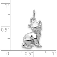 14K White Gold Cat Charm Pendant with Rhodium Plating by 0